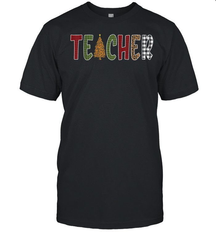 Teacher Buffalo Plaid Christmas Tree shirt Classic Men's T-shirt