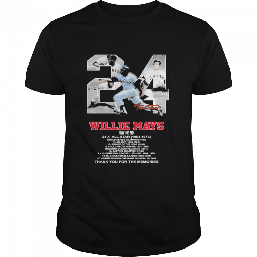 24 Millie Mays 1954 1973 thank you for the memories signatures shirts