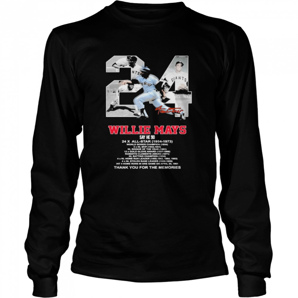 24 Millie Mays 1954 1973 thank you for the memories signatures shirt Long Sleeved T-shirt