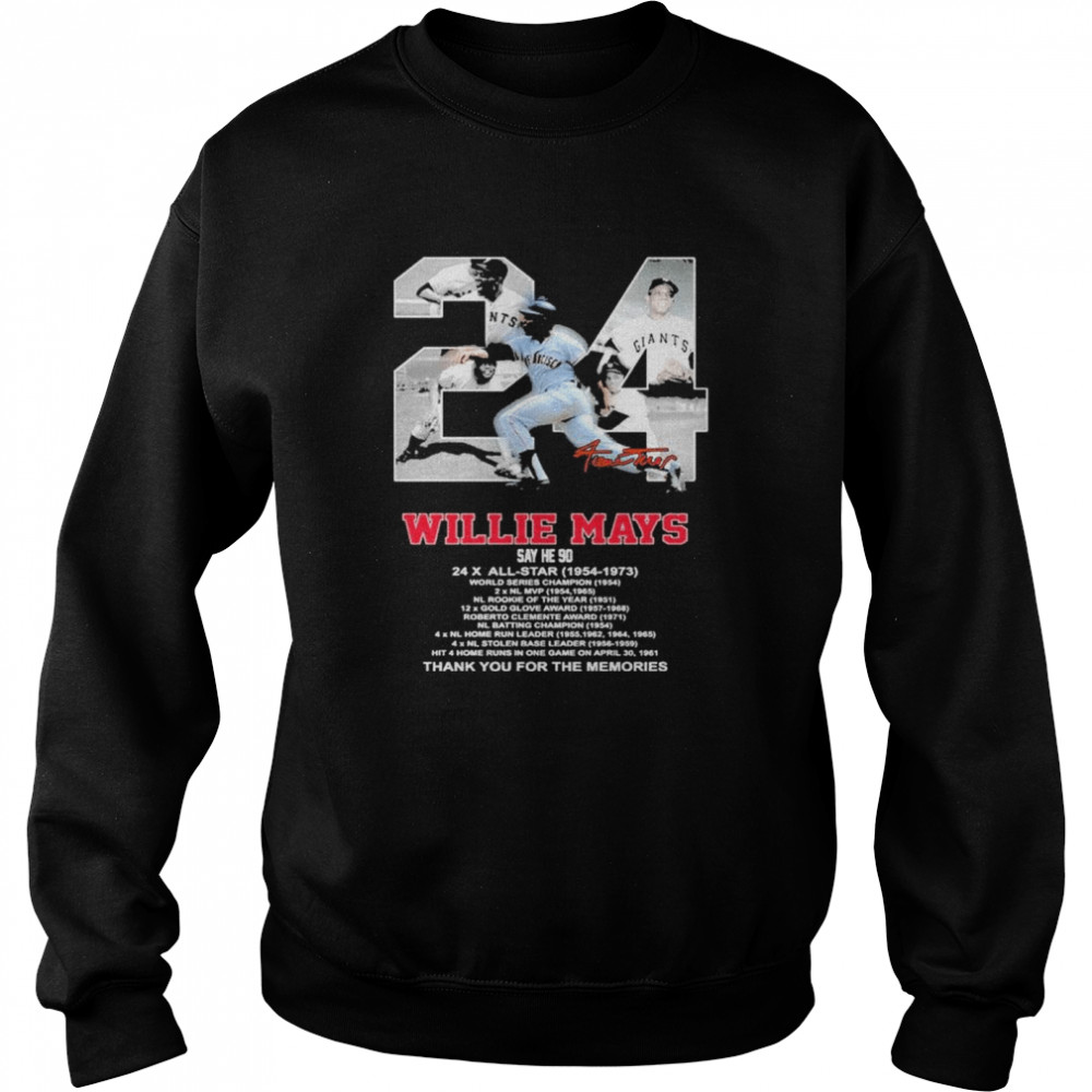 24 Millie Mays 1954 1973 thank you for the memories signatures shirt Unisex Sweatshirt