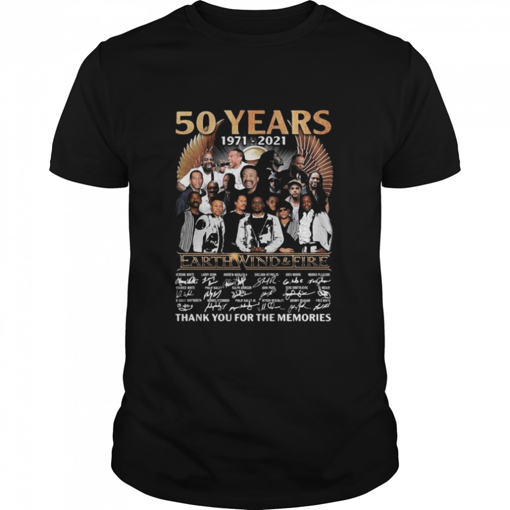 50 years 1971-2021 Earth Wind And Fire Thank You For The Memories Signatures  Classic Men's T-shirt