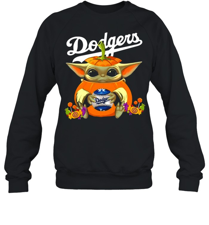 Baby Yoda Pumpkin Hug Los Angeles Dodgers Halloween Unisex Sweatshirt