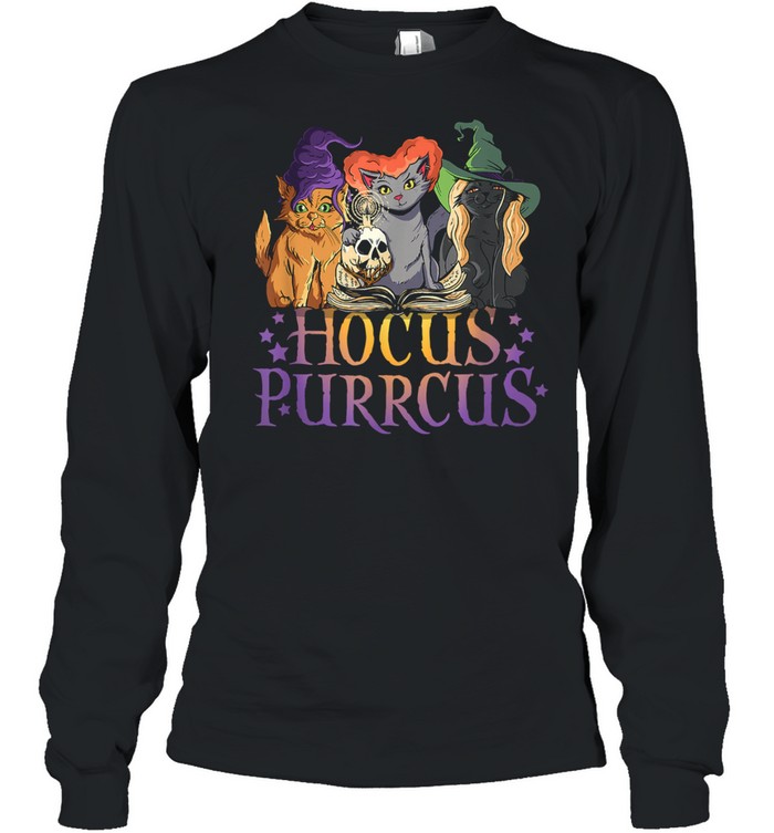 Hocus Purrcus Halloween Witch Cats Parody shirt Long Sleeved T-shirt