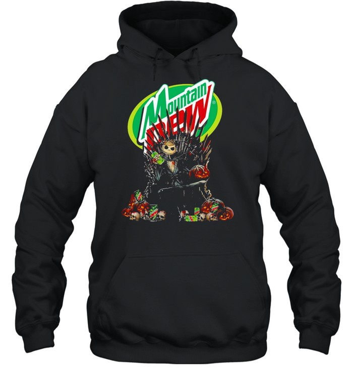 Jack Skellington Iron Throne With Mountain Dew Logo Halloween Unisex Hoodie