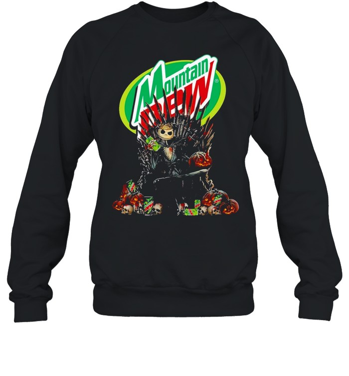 Jack Skellington Iron Throne With Mountain Dew Logo Halloween Unisex Sweatshirt