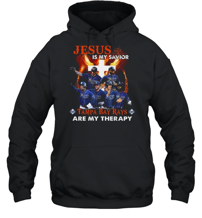 Jesus is my savior Tampa Bay rays are my therapy shirt Unisex Hoodie