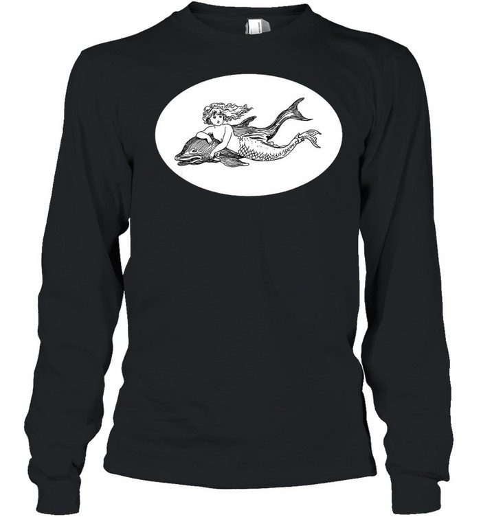 Jungernager Meerjungfrau Mit Delfin Vintage Retro T-shirt Long Sleeved T-shirt