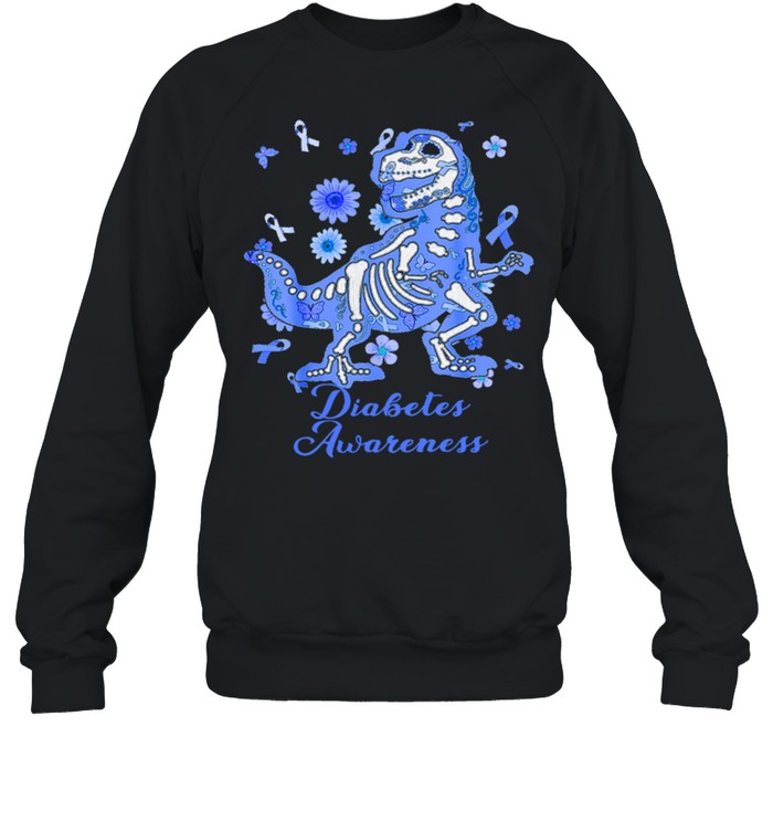 Dinosaurs Trex Skeleton Diabetes Awareness shirt Unisex Sweatshirt