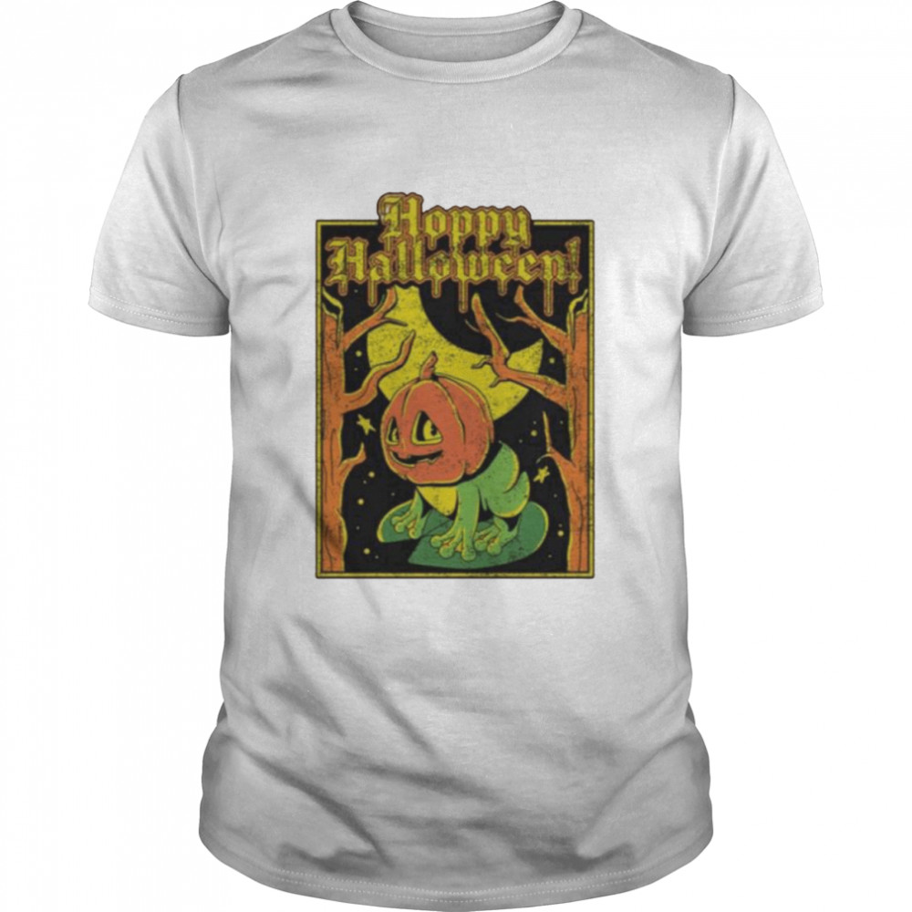 Frog pumpkin hoppy halloween shirts