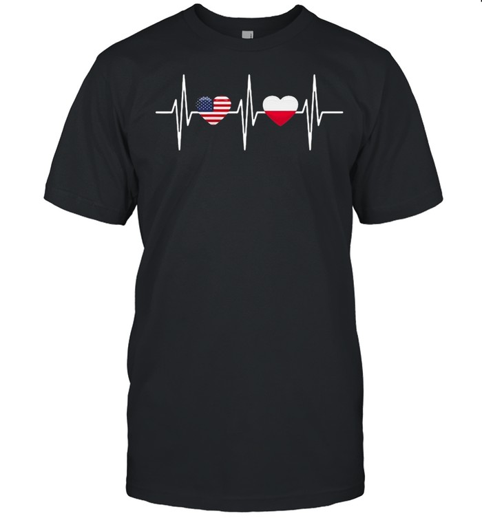 Usa Poland  Heartbeat America Poland Flag Heart T-shirt Classic Men's T-shirt