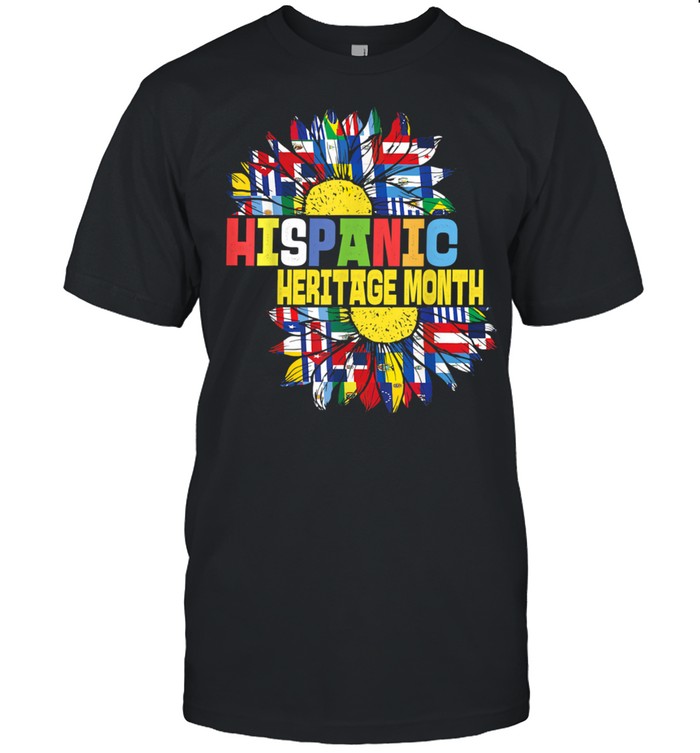 Hispanic Heritage Month Sunflower All Latino Countries Flags shirts