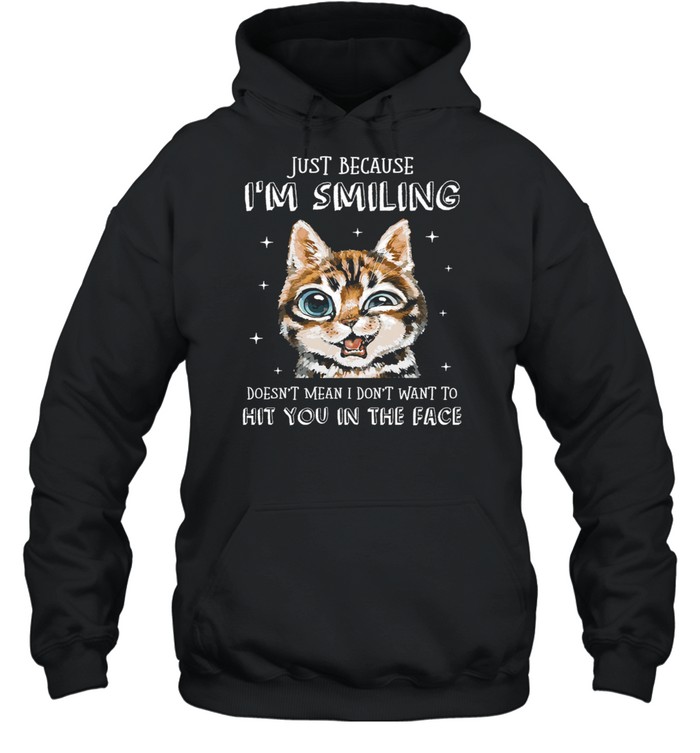 Cat Just Because Im Smiling Doesnt Mean I Dont Want To Hit You In The Face shirt Unisex Hoodie