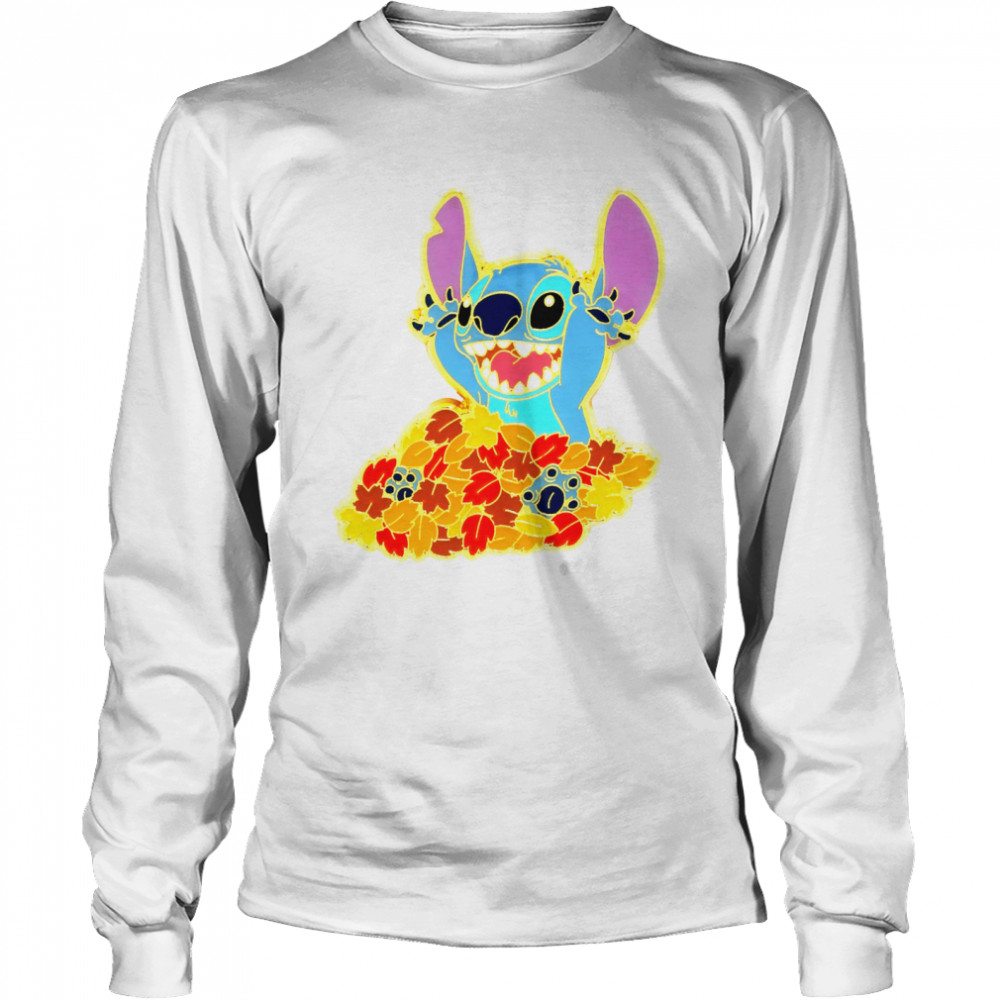 Disney Lilo & Stitch Autumn Leaves Stitch T- Long Sleeved T-shirt