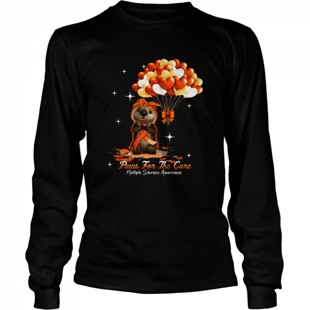 Otter Paws For The Cure Multiple Sclerosis Awareness Halloween T-shirt Long Sleeved T-shirt