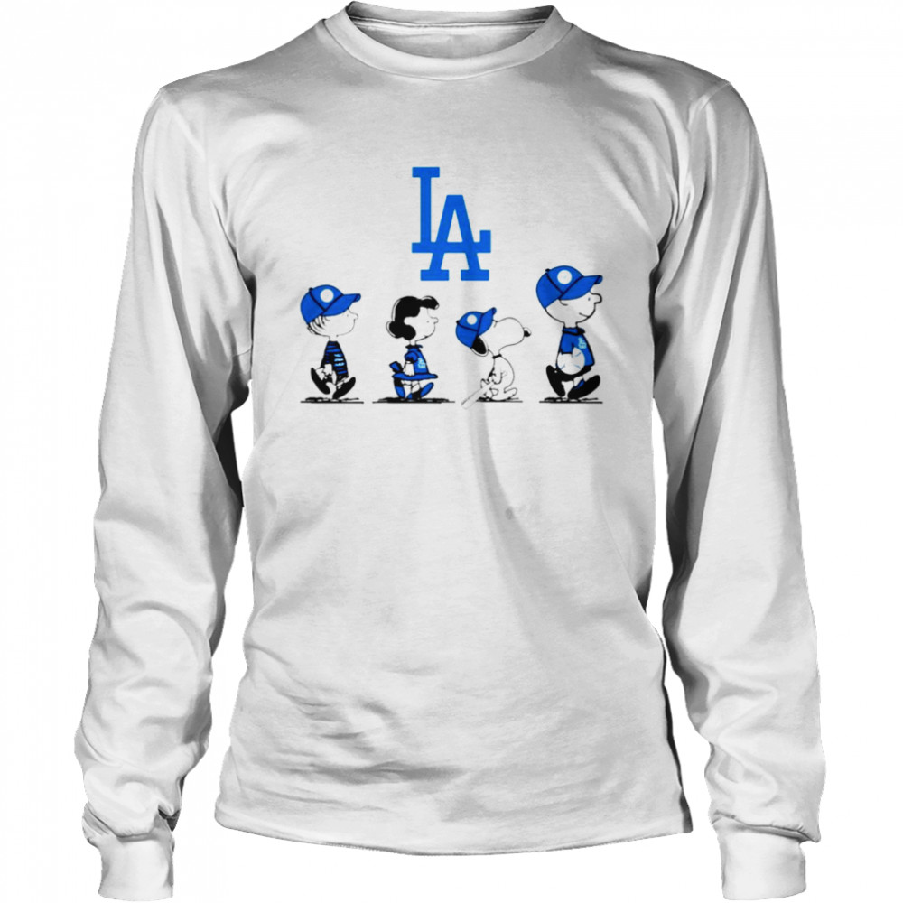 Peanuts Characters Los Angeles Dodgers Baseball team t-shirt Long Sleeved T-shirt