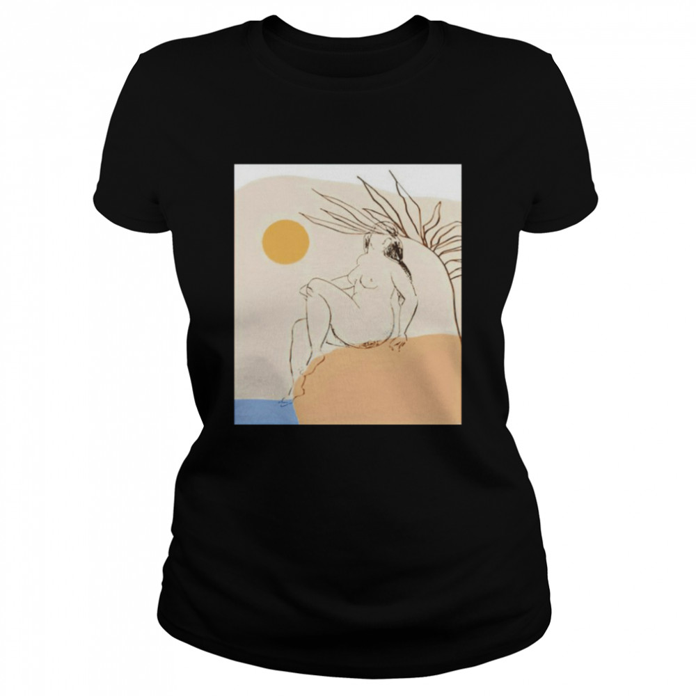 Printable Minimalist line Abstract nude body line shirt Classic Women's T-shirt