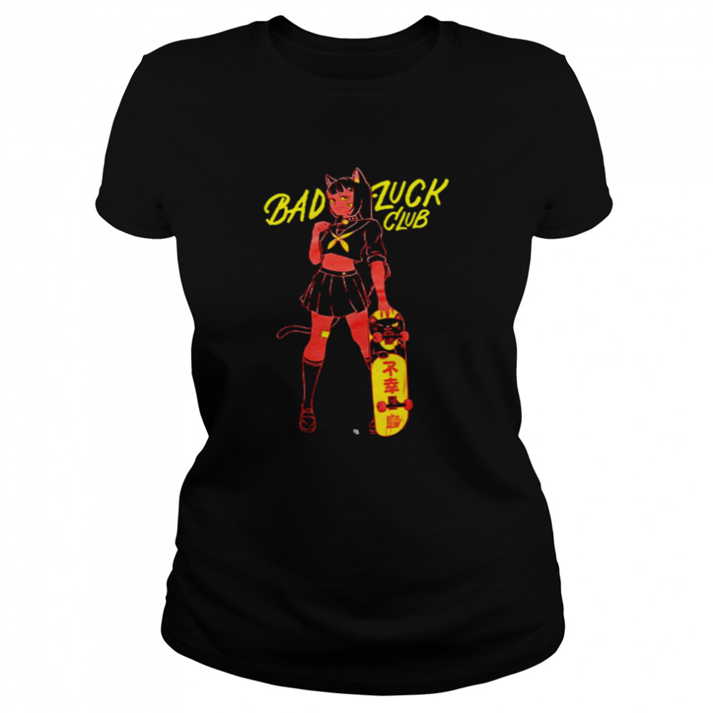 Skateboard catgirl bad luck club t-shirt Classic Women's T-shirt