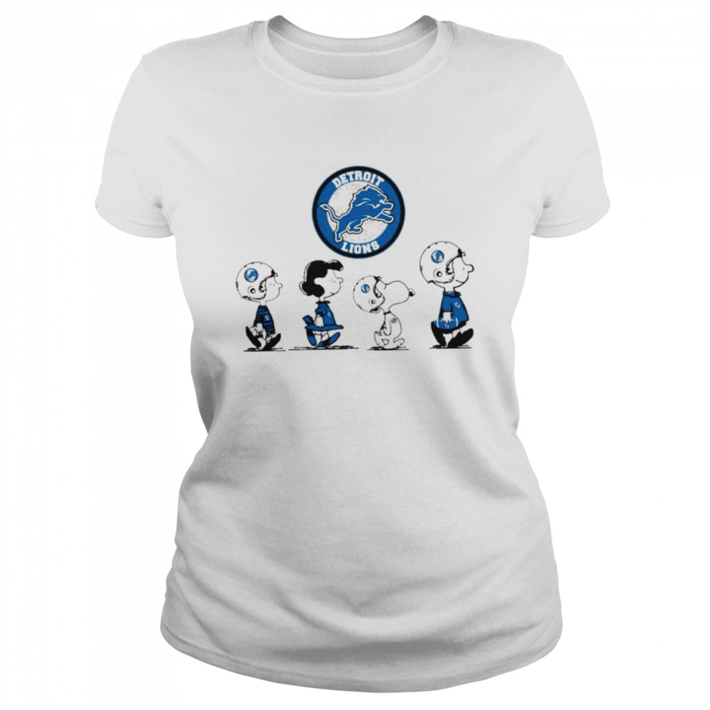 Snoopy and charlie brown and friends detroit lions logo shirt Classic Women's T-shirt