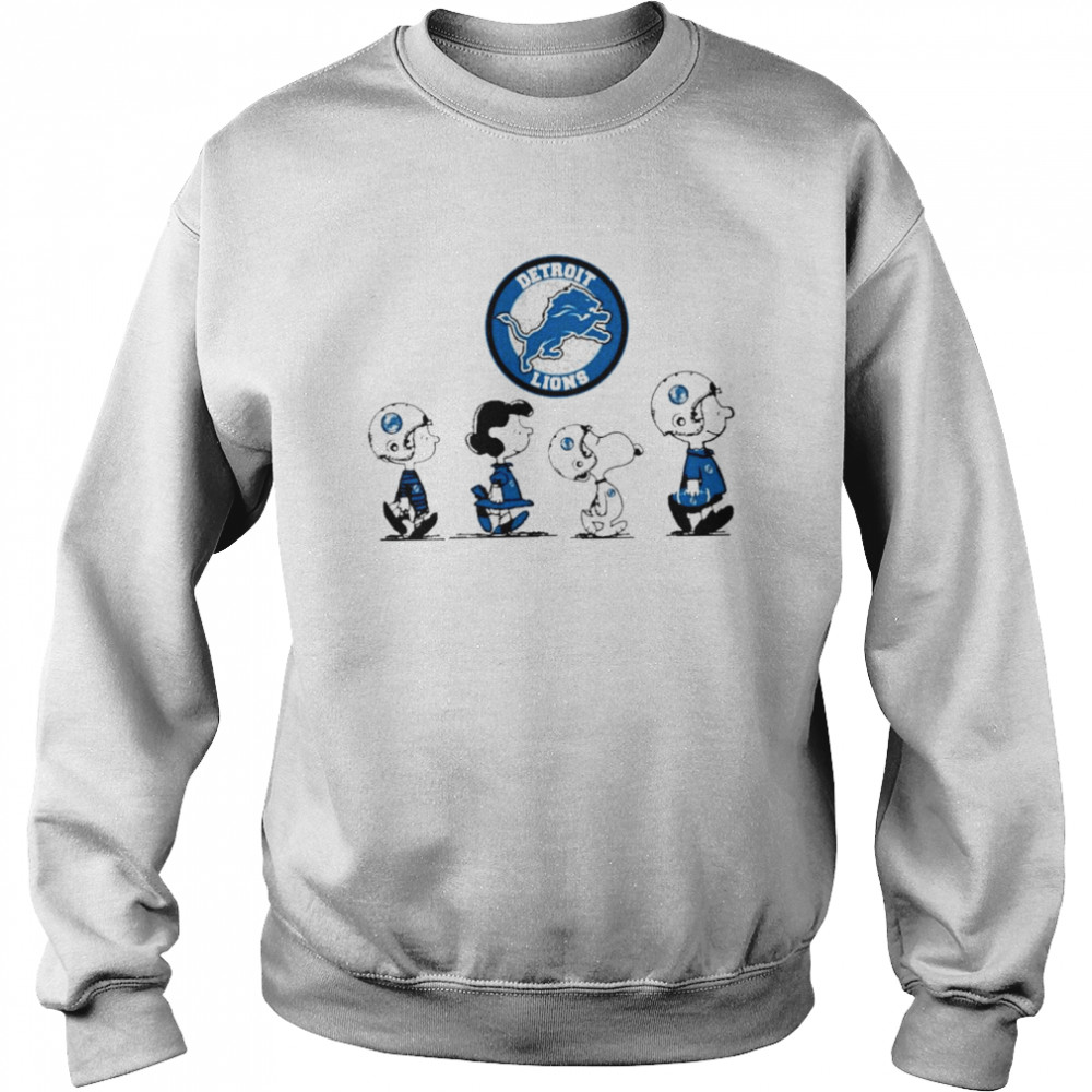 Snoopy and charlie brown and friends detroit lions logo shirt Unisex Sweatshirt