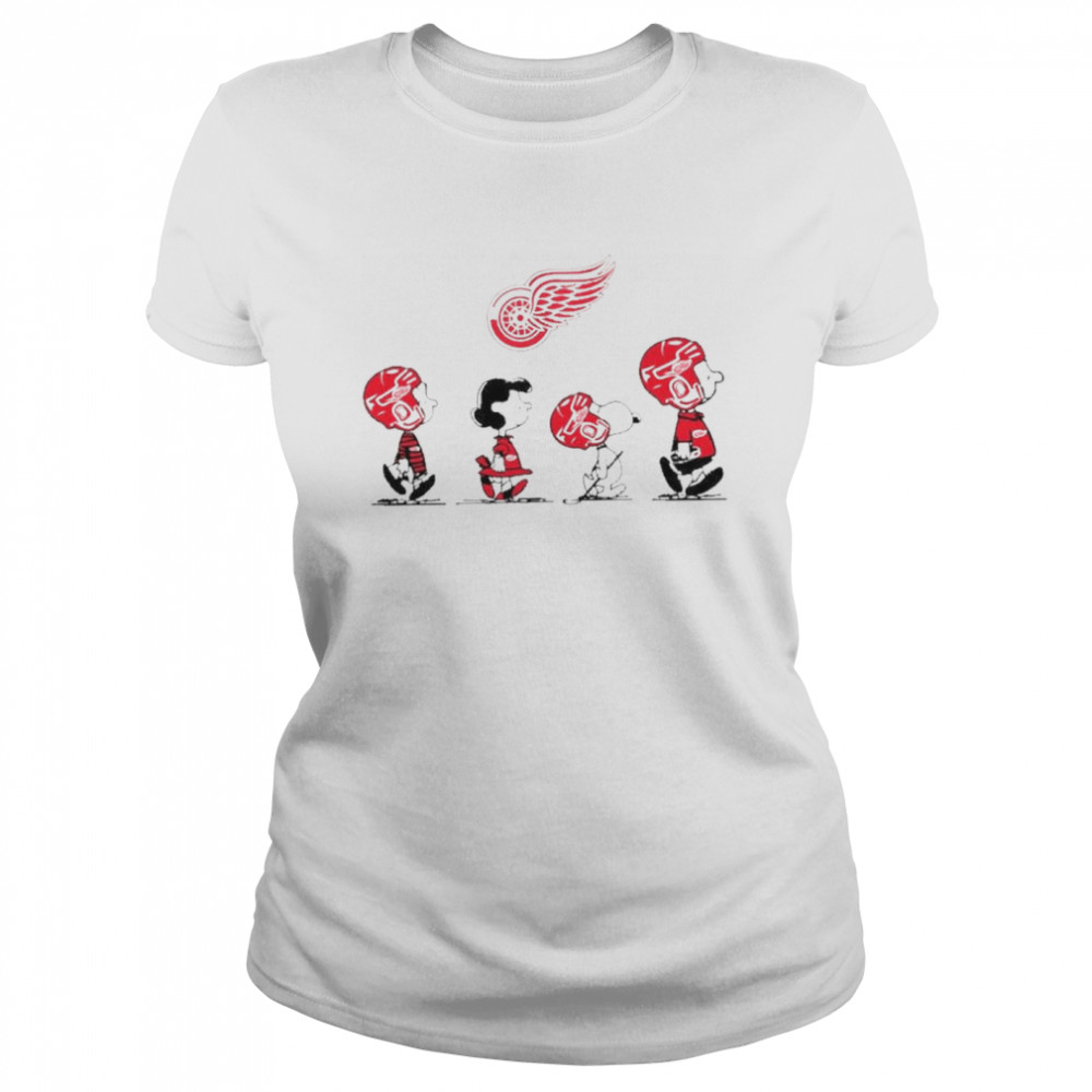 Snoopy and charlie brown and friends detroit red wings logo shirt Classic Women's T-shirt