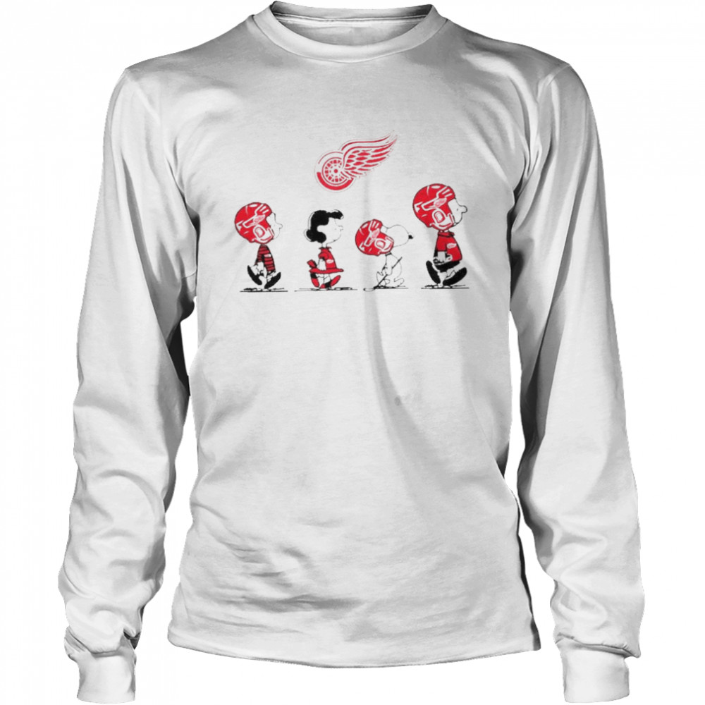 Snoopy and charlie brown and friends detroit red wings logo shirt Long Sleeved T-shirt