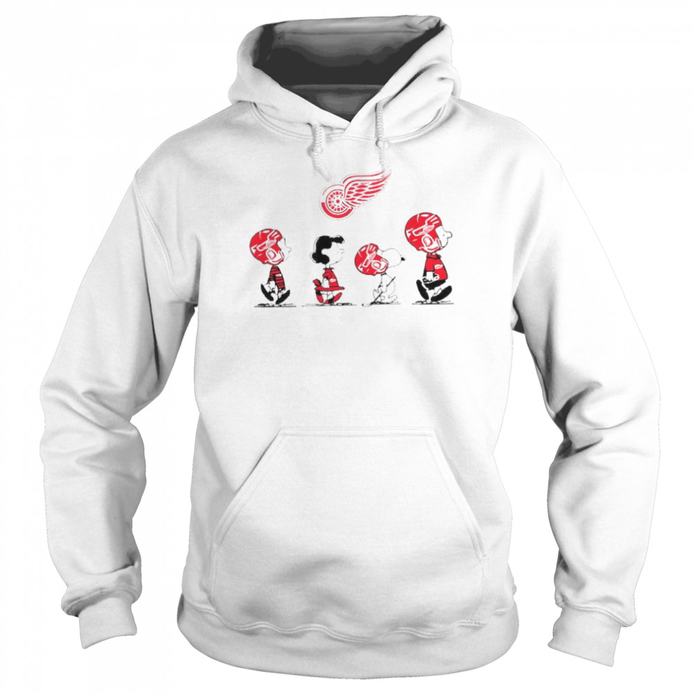 Snoopy and charlie brown and friends detroit red wings logo shirt Unisex Hoodie