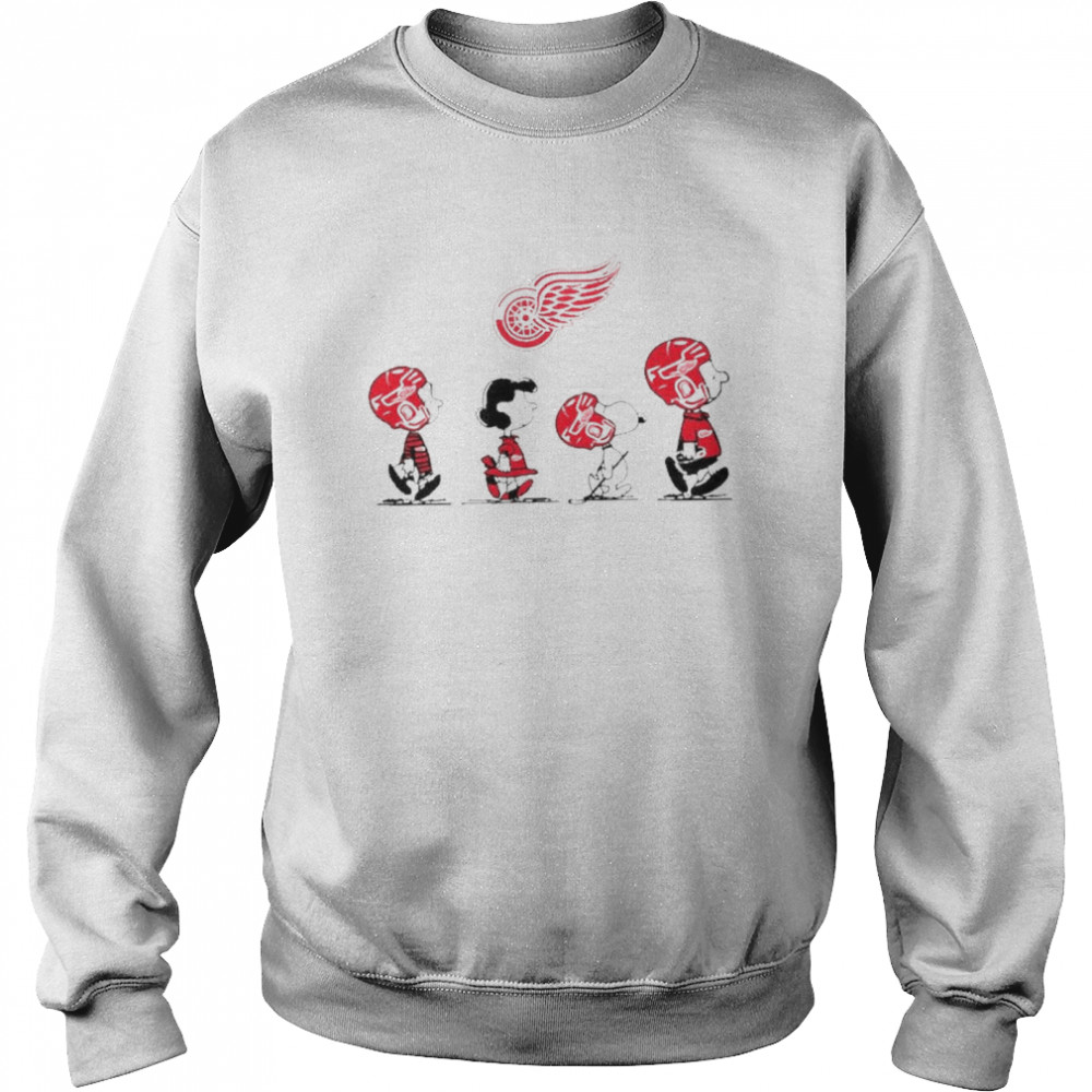 Snoopy and charlie brown and friends detroit red wings logo shirt Unisex Sweatshirt