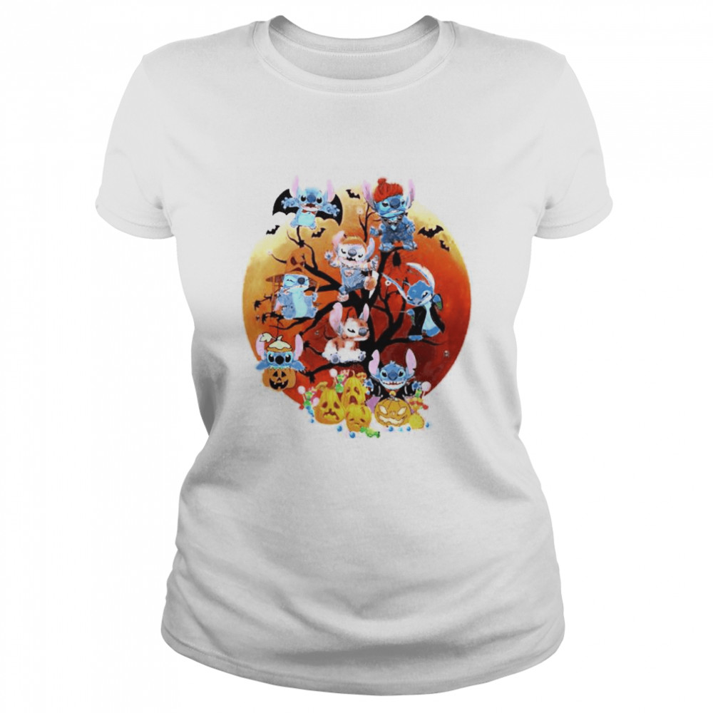 Stitch on Halloween tree shirt Classic Women's T-shirt