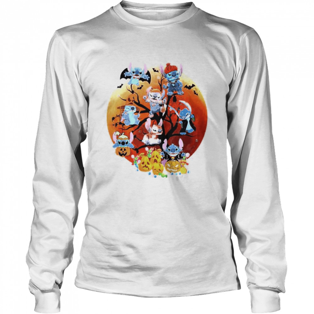 Stitch on Halloween tree shirt Long Sleeved T-shirt