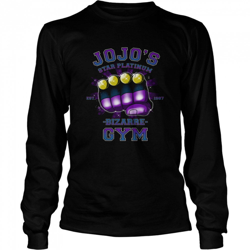 Top jojos star platinum bizarre gym est 1987 shirt Long Sleeved T-shirt