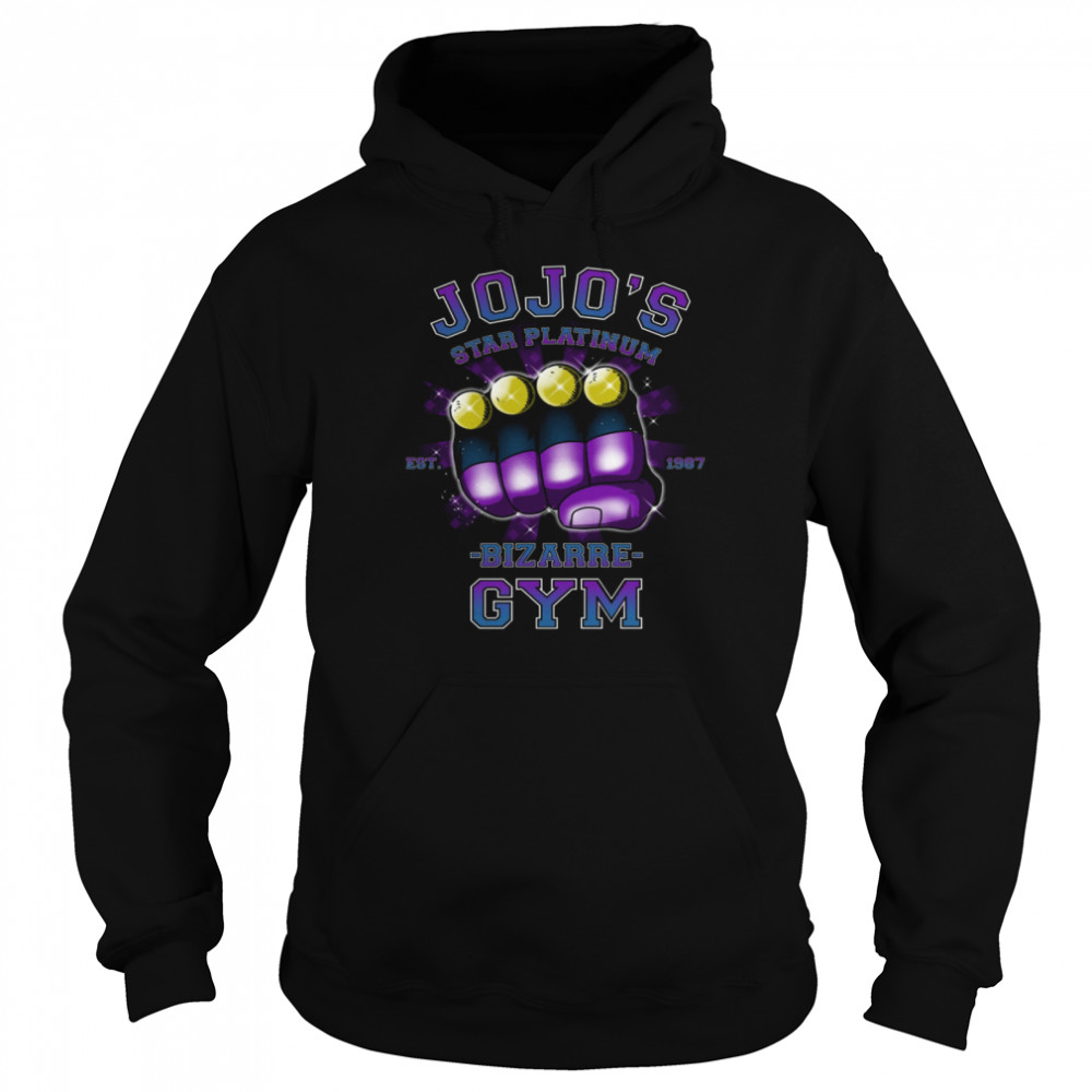 Top jojos star platinum bizarre gym est 1987 shirt Unisex Hoodie