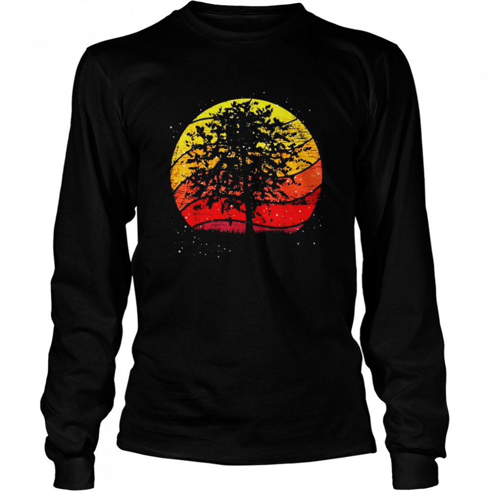 Trees Outdoor Wild Nature Wildlife Forest Vintage Retro T-shirt Long Sleeved T-shirt