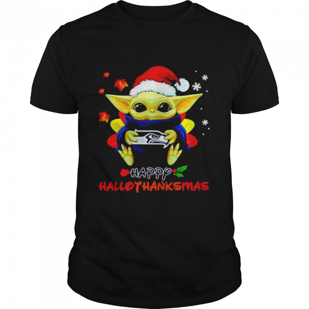 Babys Yodas Seahawkss happys Hallothanksmass shirts