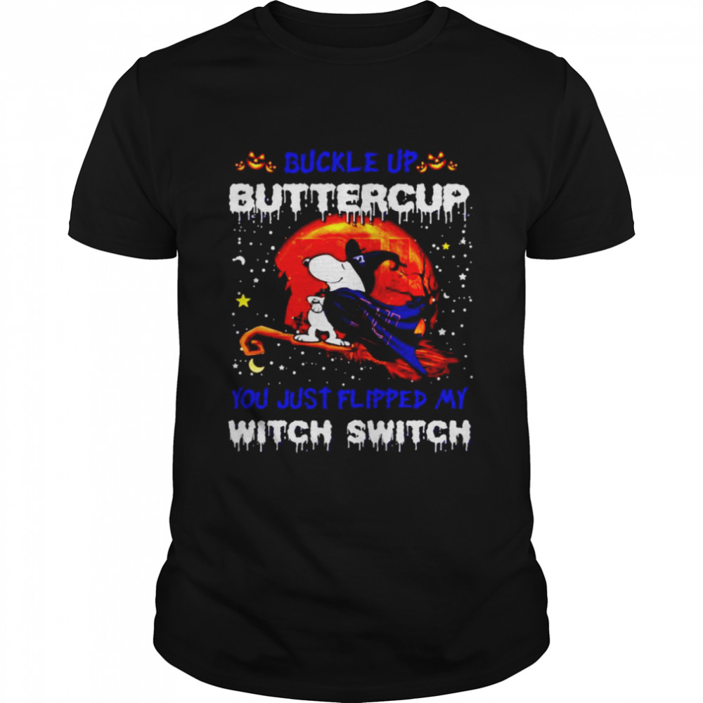 Snoopy Giants buckle up buttercup you just flipped Halloween shirt