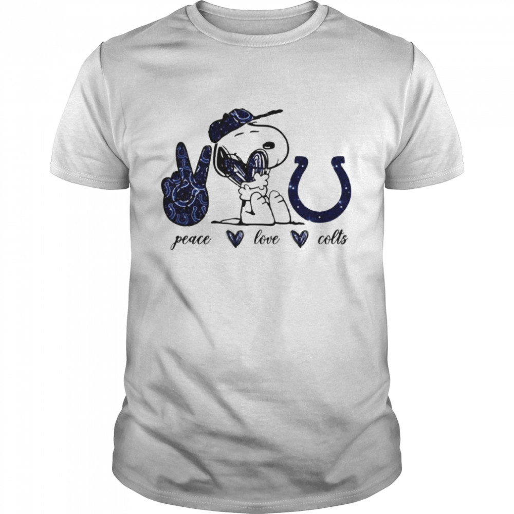 Snoopy peace love Indianapolis Colts shirts