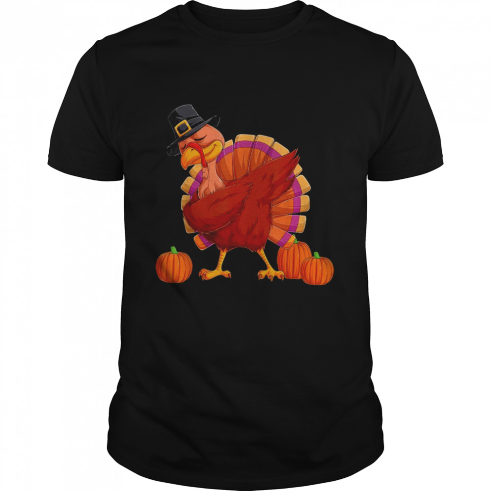 Dabbings Turkeys Pumpkins Thanksgivings Days Pilgrims Boys Kids Shirts