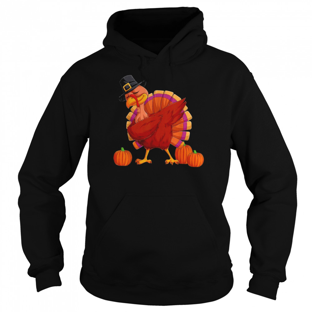 Dabbing Turkey Pumpkin Thanksgiving Day Pilgrim Boy Kid Unisex Hoodie