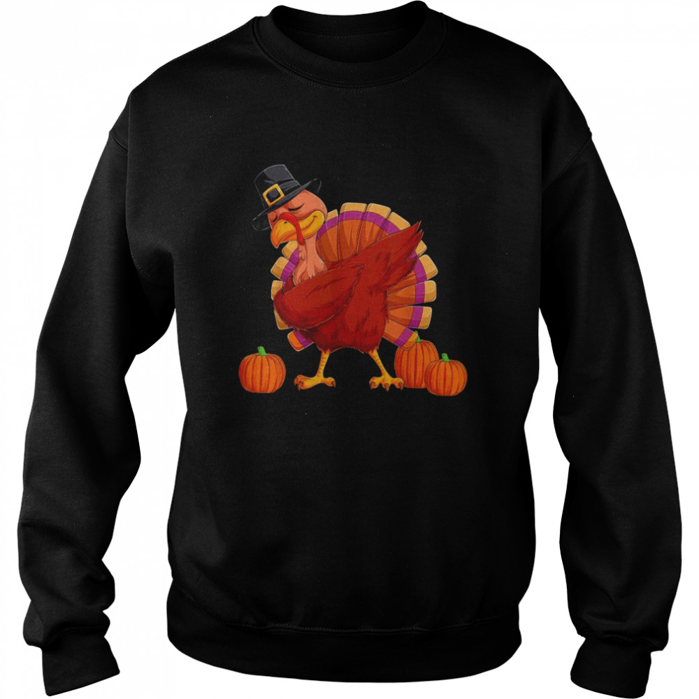 Dabbing Turkey Pumpkin Thanksgiving Day Pilgrim Boy Kid Unisex Sweatshirt