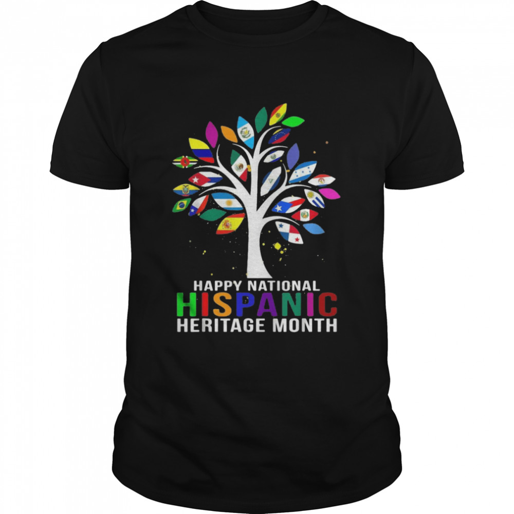 Happy National Hispanic Heritage Month Tree Roots Latino Flag T-shirts