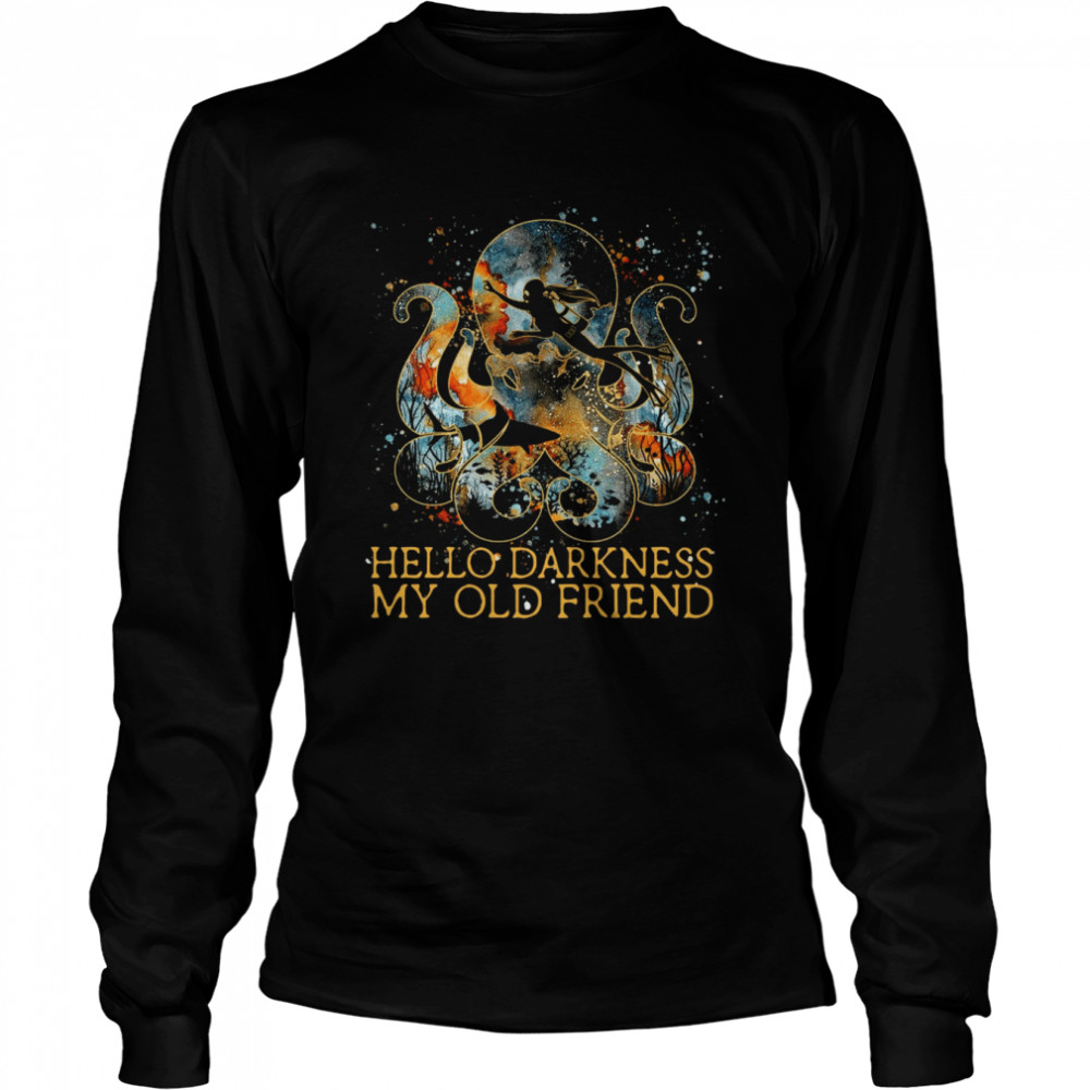 Octopus hello darkness my old friend diving shirt Long Sleeved T-shirt