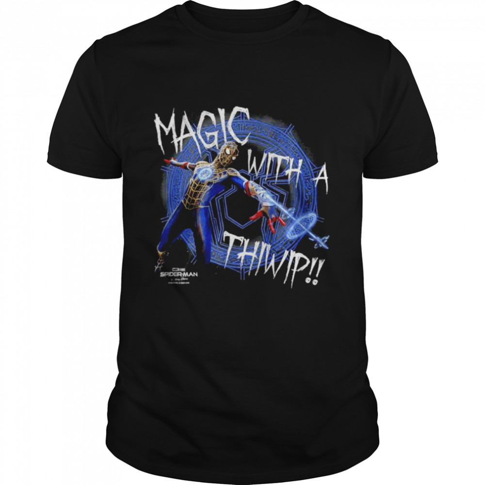 Magic with a thiwip Spider Man shirts