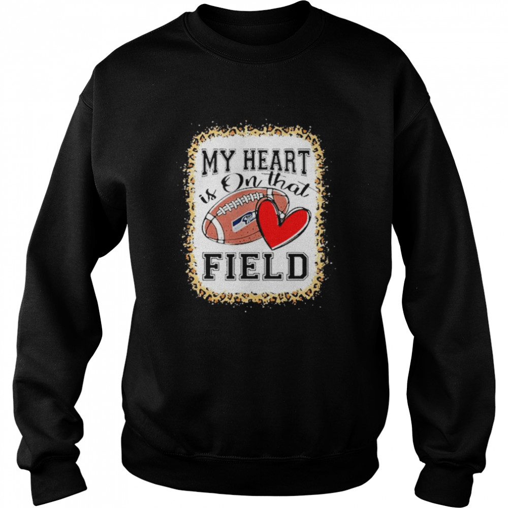 Seattle Seahawks Bleached My Heart Is On That Field Football Mom Leopard Unisex Sweatshirt