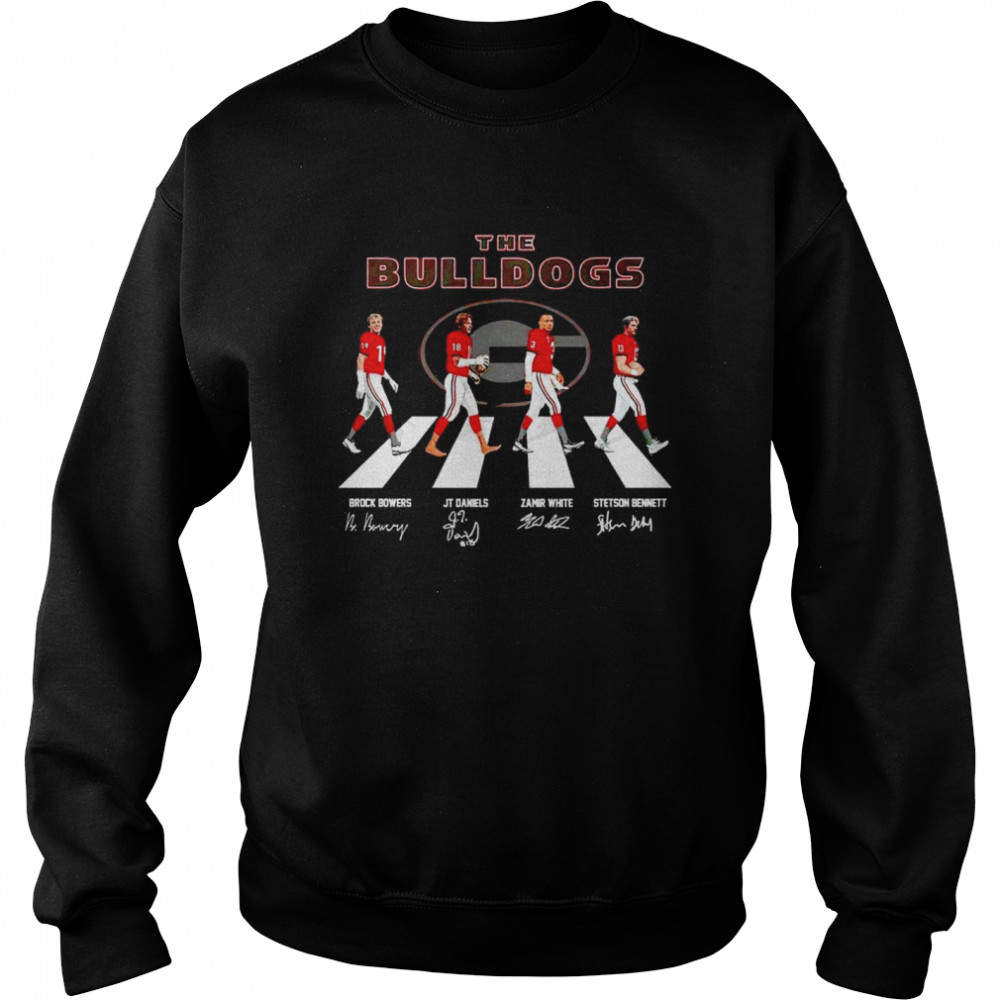 The Bulldogs Brock Bowers Jt Daniels Zamir White Stetson Bennett signatures Abbey Road shirt Unisex Sweatshirt