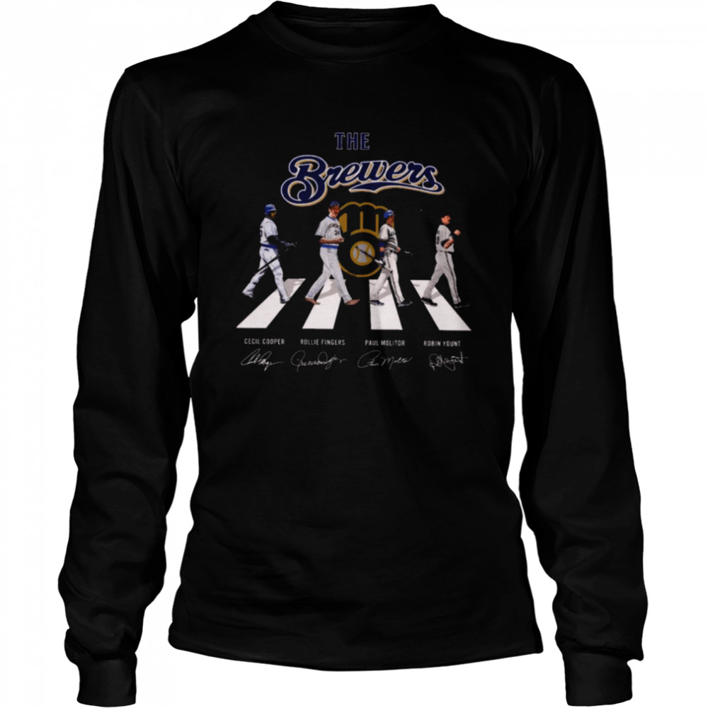 The Milwaukee Brewers Baseball Teams 2021 Abbey Road Signatures Long Sleeved T-shirt
