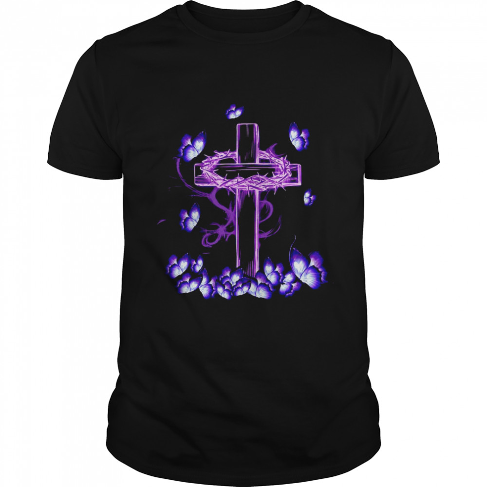 Crosss Jesuss Magicals Purples Butterflys Shirts