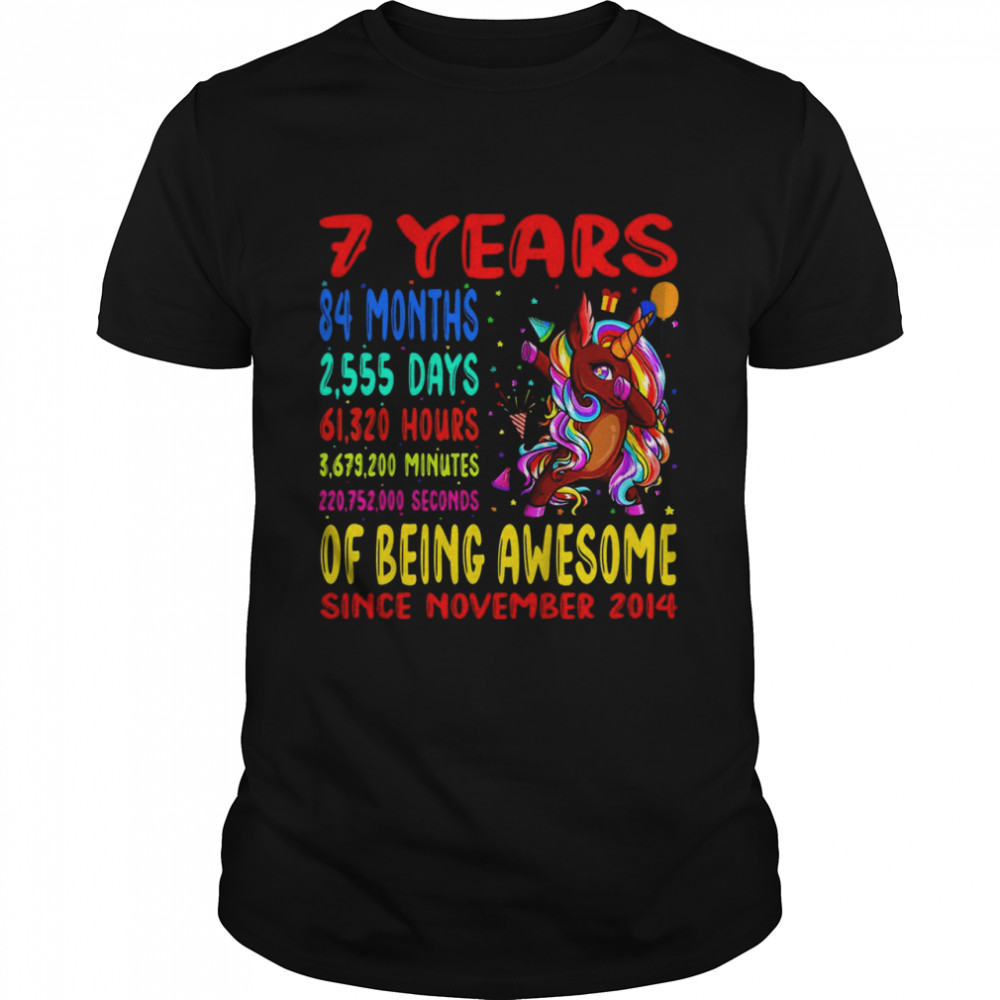 Kinder 7 Jahre großartig zum 7 Geburtstag Dabbing Brown Unicorn  Classic Men's T-shirt