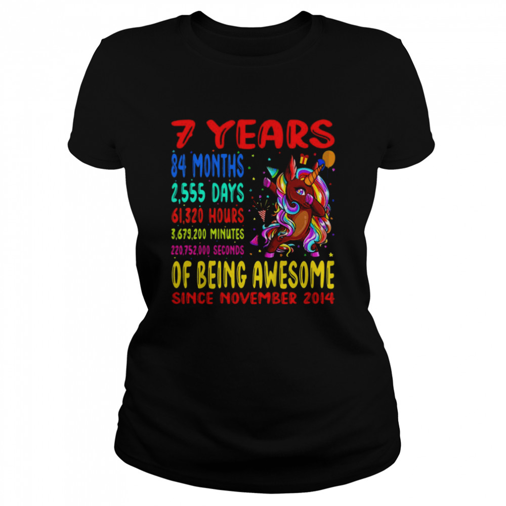 Kinder 7 Jahre großartig zum 7 Geburtstag Dabbing Brown Unicorn  Classic Women's T-shirt