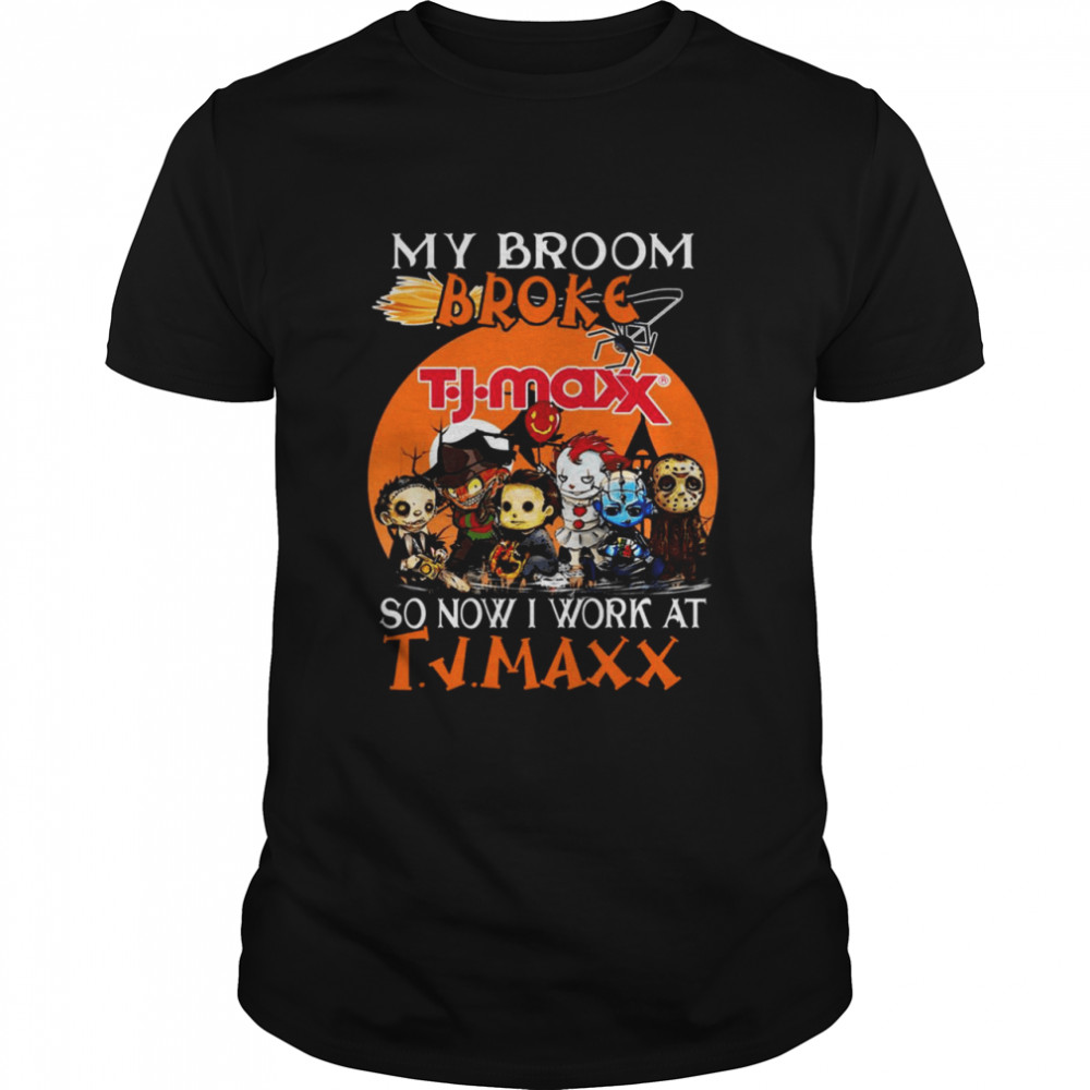 Chibis Horrors characterss mys brooms brokes sos nows Is works ats Ts.Js. Maxxs Halloweens shirts