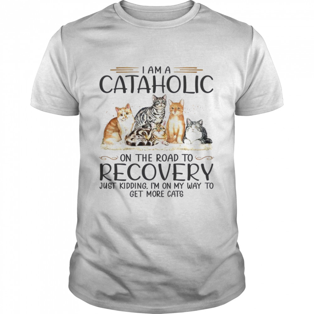 I am a cataholic on the road to recovery just kidding is’m on my way to get more cats shirts