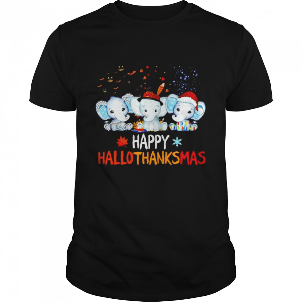 elephant happy Hallothanksmas Halloween Thanksgiving Xmas shirt Classic Men's T-shirt
